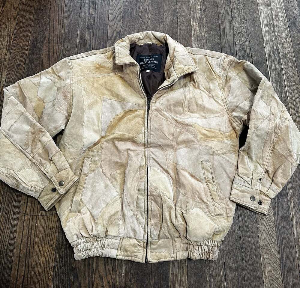 Italian Stone Design Navarre Leather Company Patchwork Suede Bomber Jacket Large